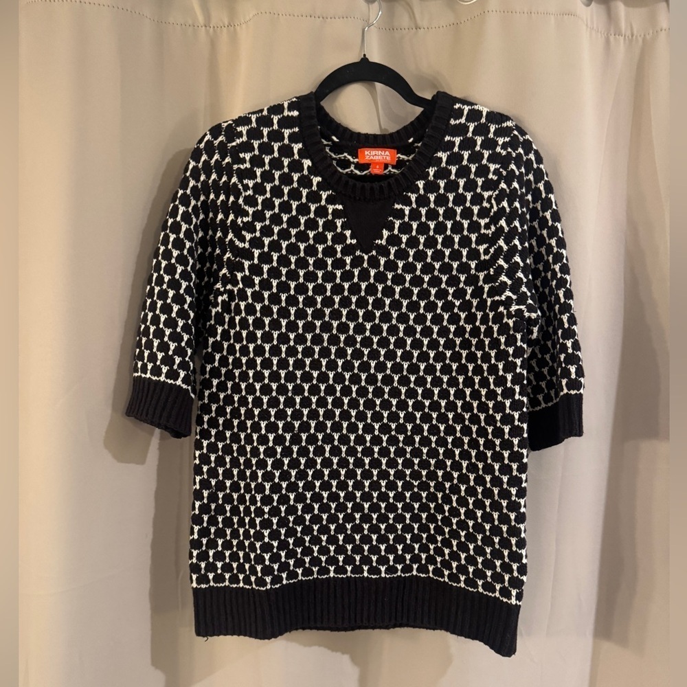 Kirna Zabete Black and White Crewneck Sweater